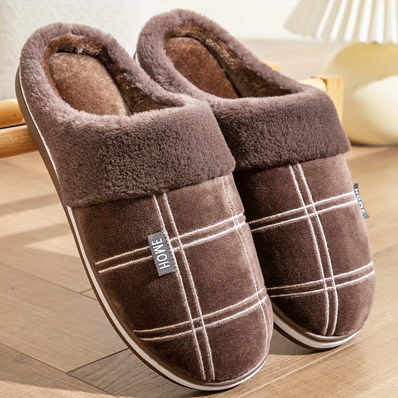 mens warm plush comfortable slippers fuzzy comfy non slip slides casual sandals for indoor bedroom winter details 4