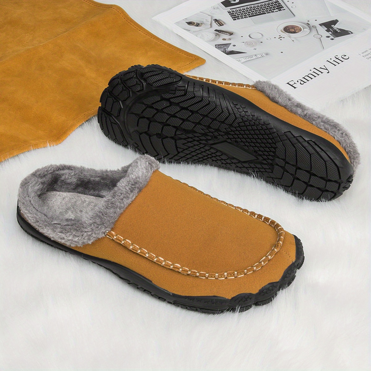 mens casual warm keeping slip on household slippers with assorted colors details 6