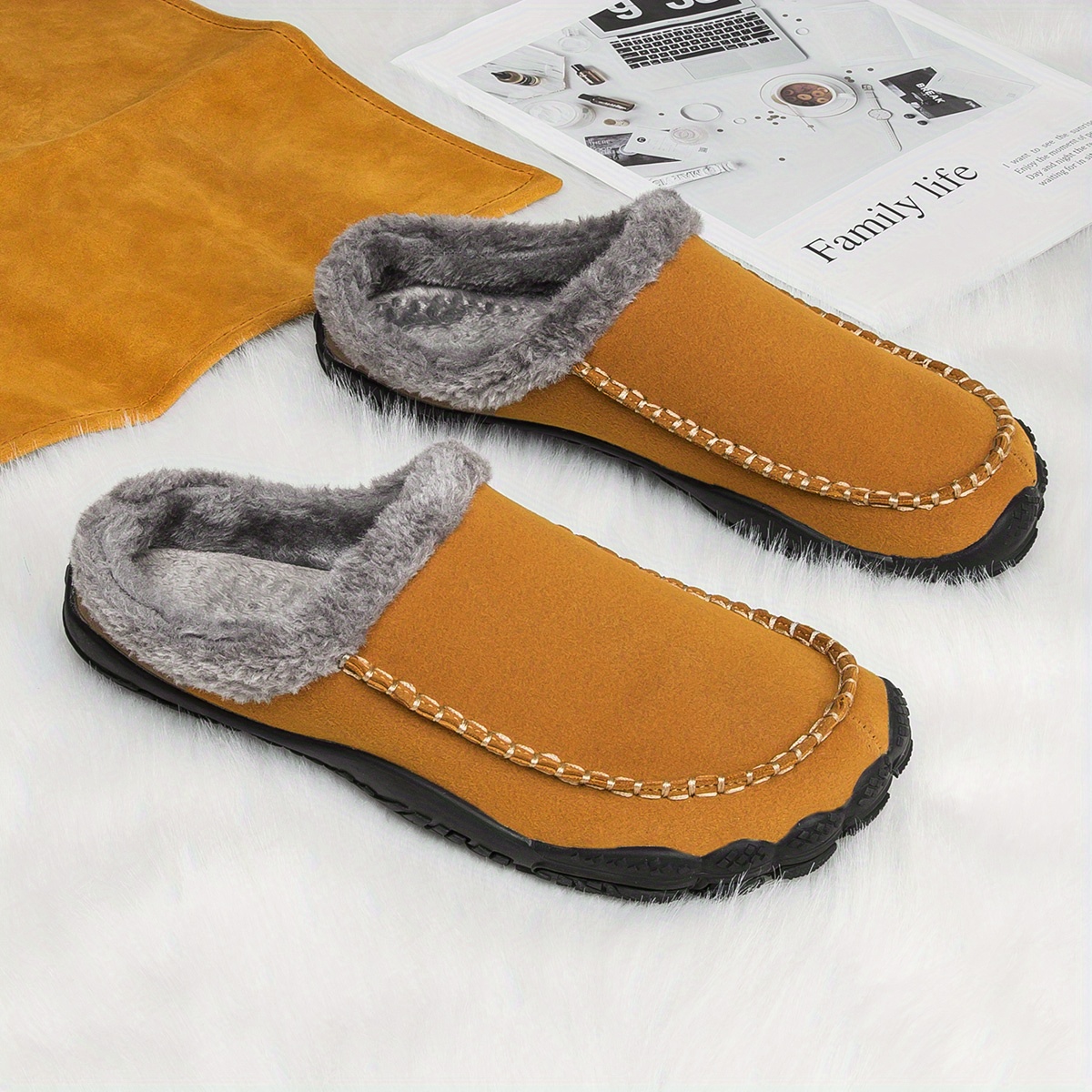 mens casual warm keeping slip on household slippers with assorted colors details 7