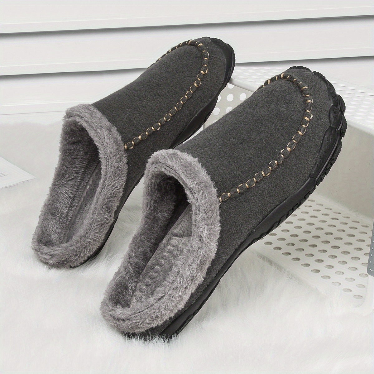 mens casual warm keeping slip on household slippers with assorted colors details 8