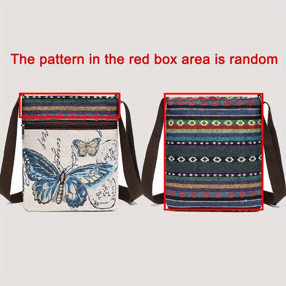 ethnic style canvas crossbody bag animal embroidery square purse womens phone bag for work travel details 4