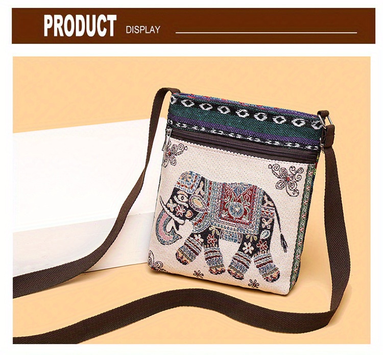 ethnic style canvas crossbody bag animal embroidery square purse womens phone bag for work travel details 7