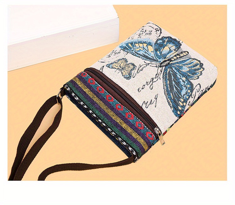 ethnic style canvas crossbody bag animal embroidery square purse womens phone bag for work travel details 8