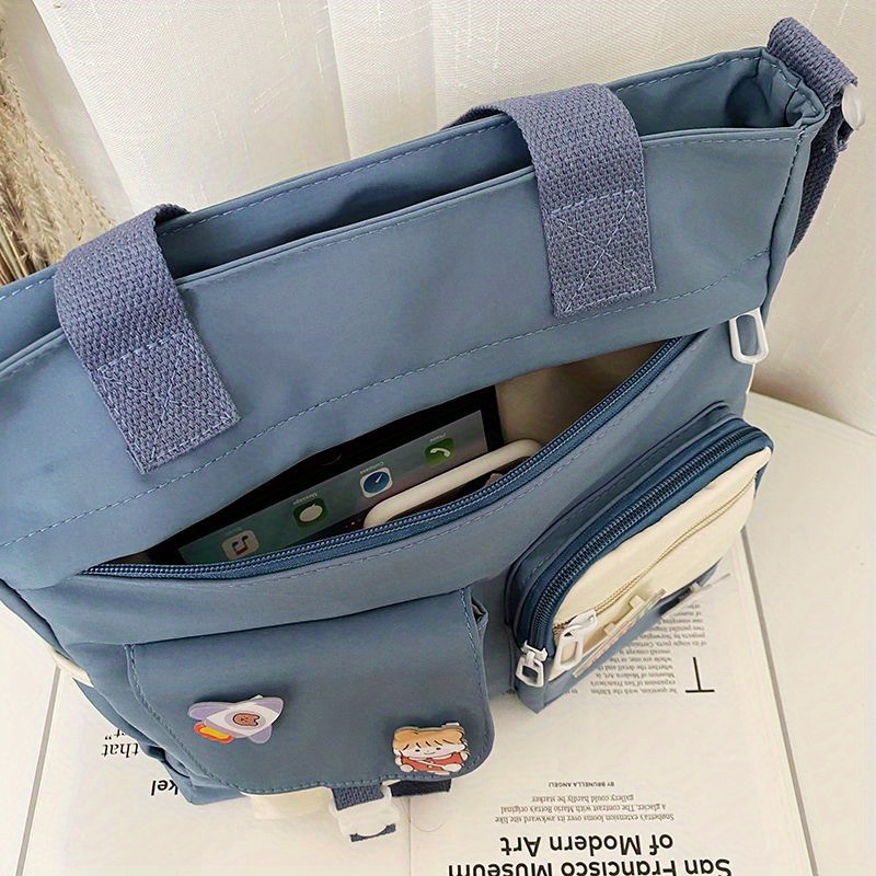 kawaii nylon tote bag large capacity shoulder bag pockets front crossbody bag for women details 11