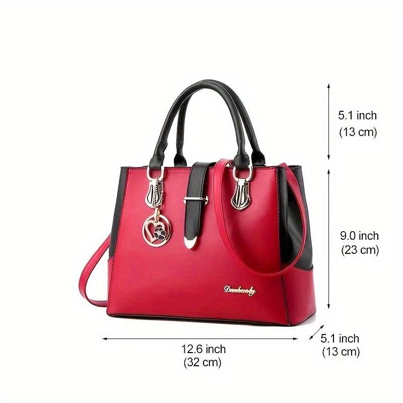 portable top handle shoulder bag large capacity handbag pu leather zipper crossbody bag details 2