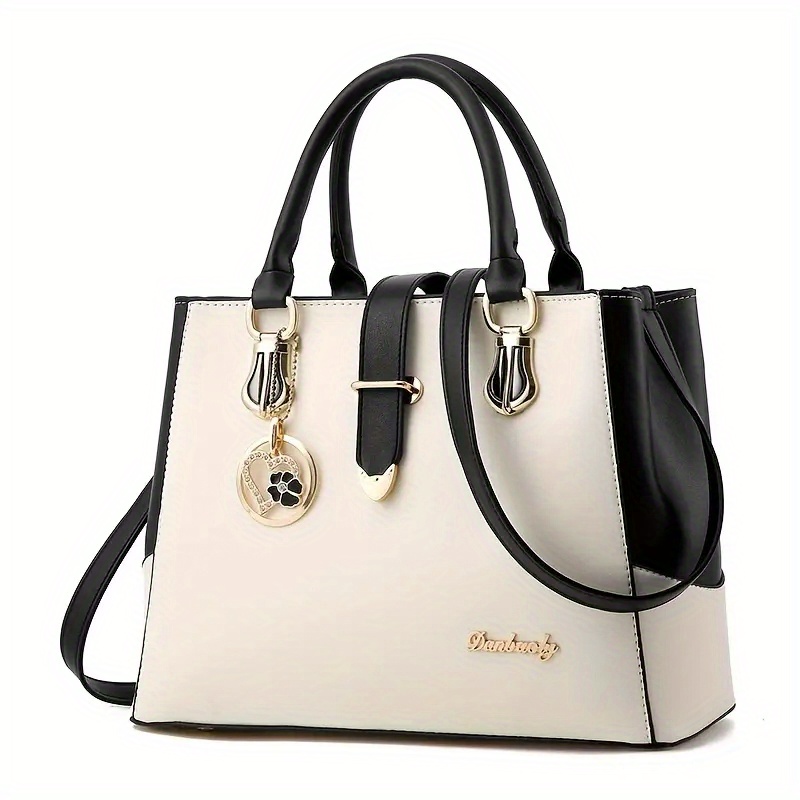 portable top handle shoulder bag large capacity handbag pu leather zipper crossbody bag details 3