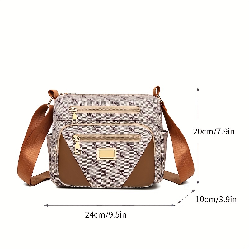 checkerboard pattern crossbody bag casual nylon shoulder bag fashion multi pockets purse for women details 0