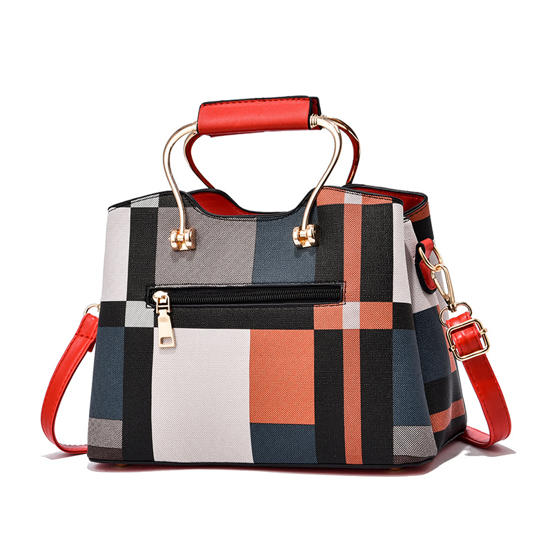 womens colorblock plaid pattern pendant decor shoulder bag crossbody bag handbag details 3