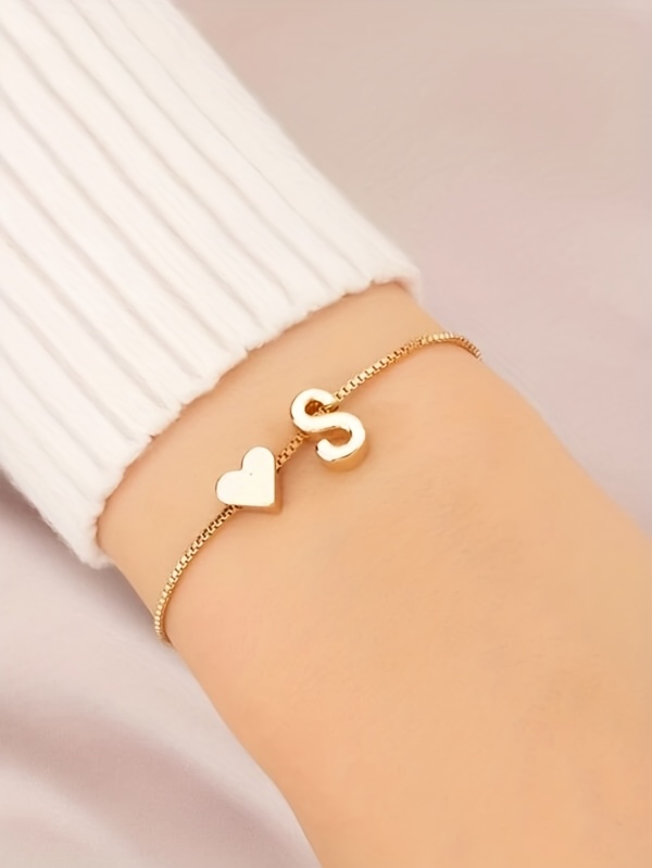 letter mini love heart thin chain bracelet simple minimalist hand chain jewelry decoration gift birthday gift details 2