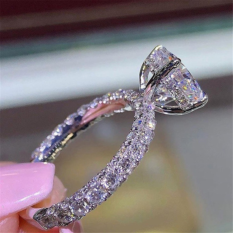 hot selling promise ring inlaid solitaire zircon paved micro shining zircon luxury engagement wedding jewelry for bride dainty chrismas evening party decor details 0