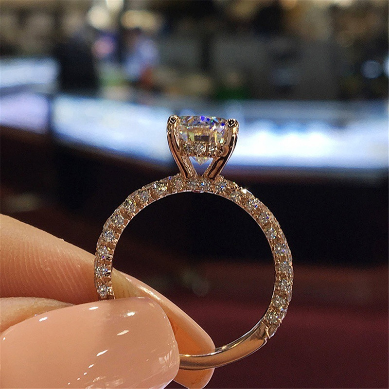 hot selling promise ring inlaid solitaire zircon paved micro shining zircon luxury engagement wedding jewelry for bride dainty chrismas evening party decor details 2