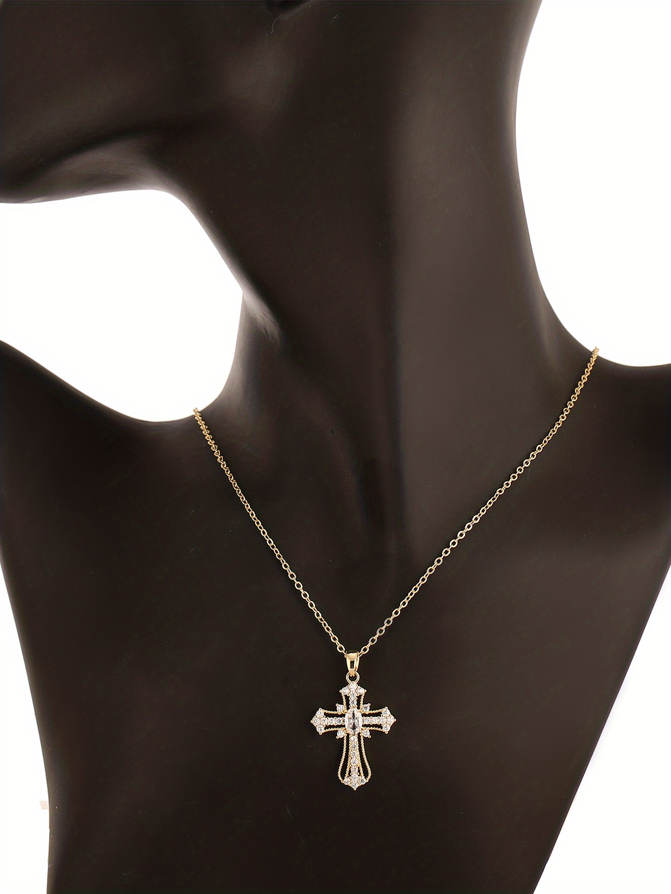 light luxury zircon cross pendant necklace charm elegant clavicle chain jewelry accessories for women girls gift details 2