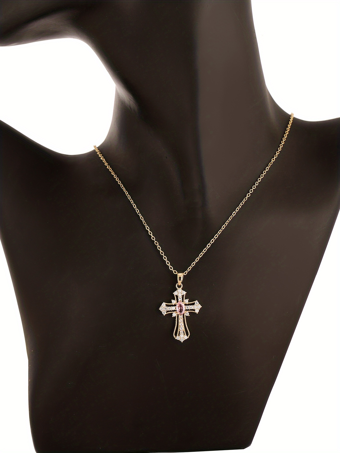 light luxury zircon cross pendant necklace charm elegant clavicle chain jewelry accessories for women girls gift details 5