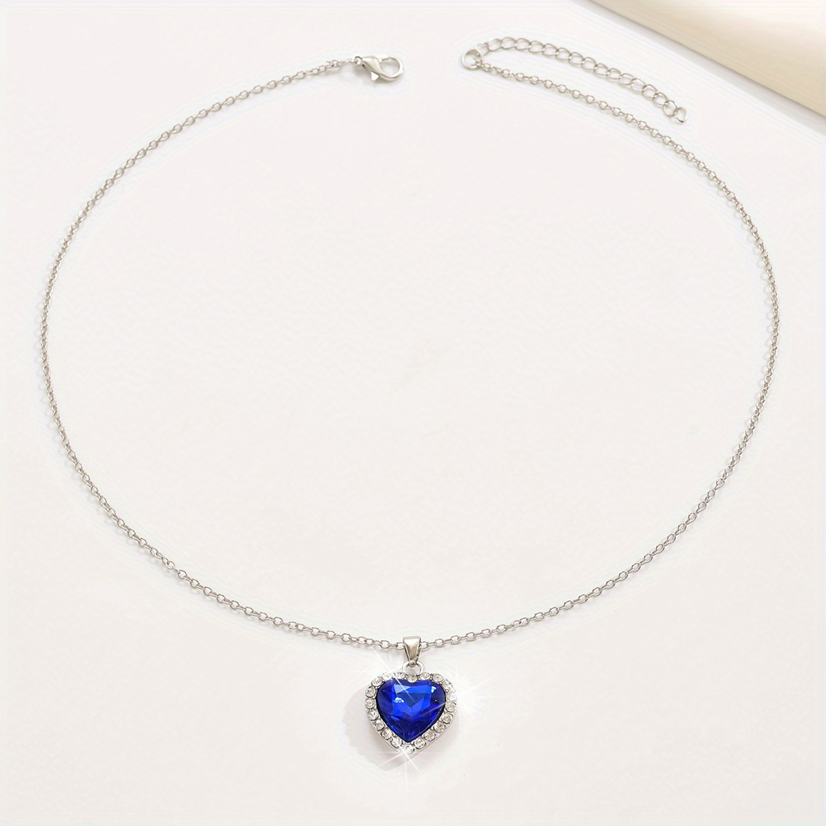 heart pendant necklace elegant rhinestone crystal party jewelry bridal engagement wedding accessories details 1