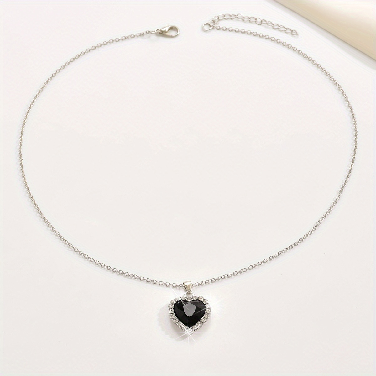 heart pendant necklace elegant rhinestone crystal party jewelry bridal engagement wedding accessories details 3