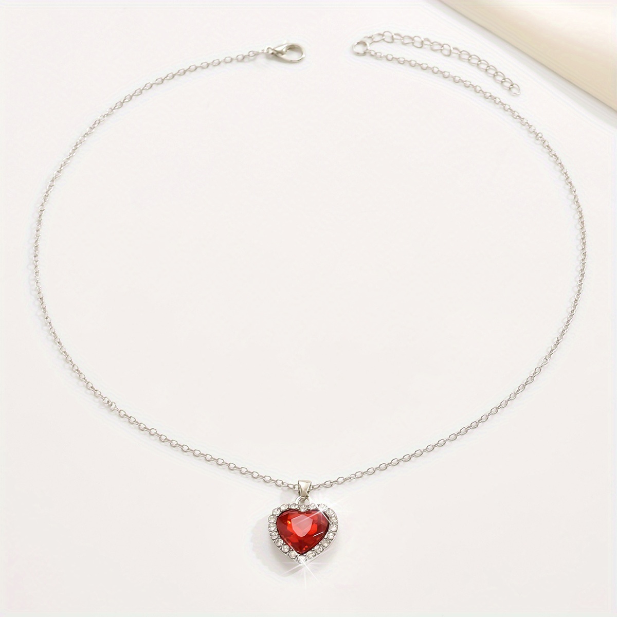 heart pendant necklace elegant rhinestone crystal party jewelry bridal engagement wedding accessories details 7