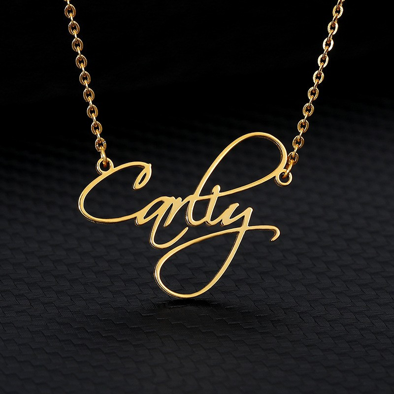 personalized creative diy customized cursive script english letter necklace customied only english language details 0