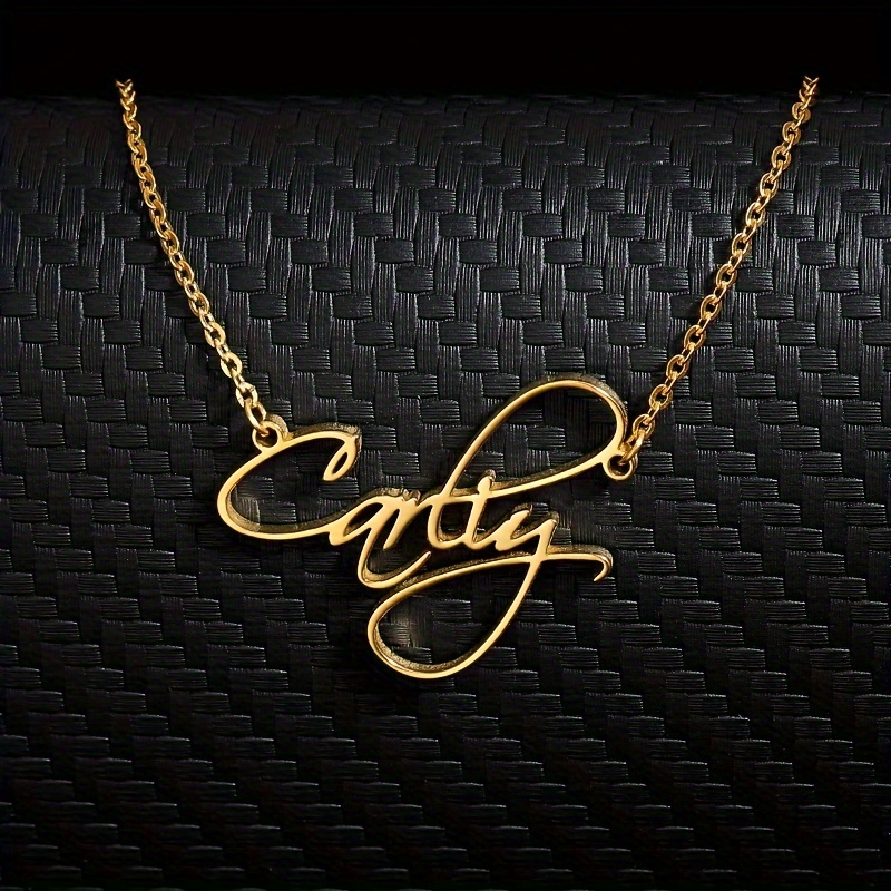 personalized creative diy customized cursive script english letter necklace customied only english language details 3