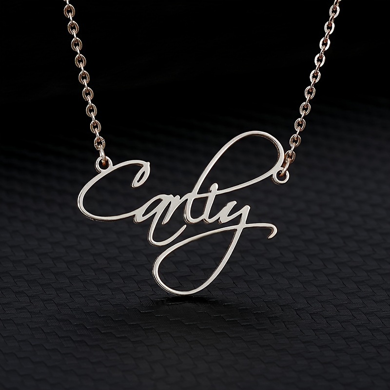 personalized creative diy customized cursive script english letter necklace customied only english language details 6