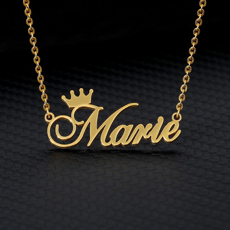 personalized creative diy customized crown english letter name necklace customied only english language details 0