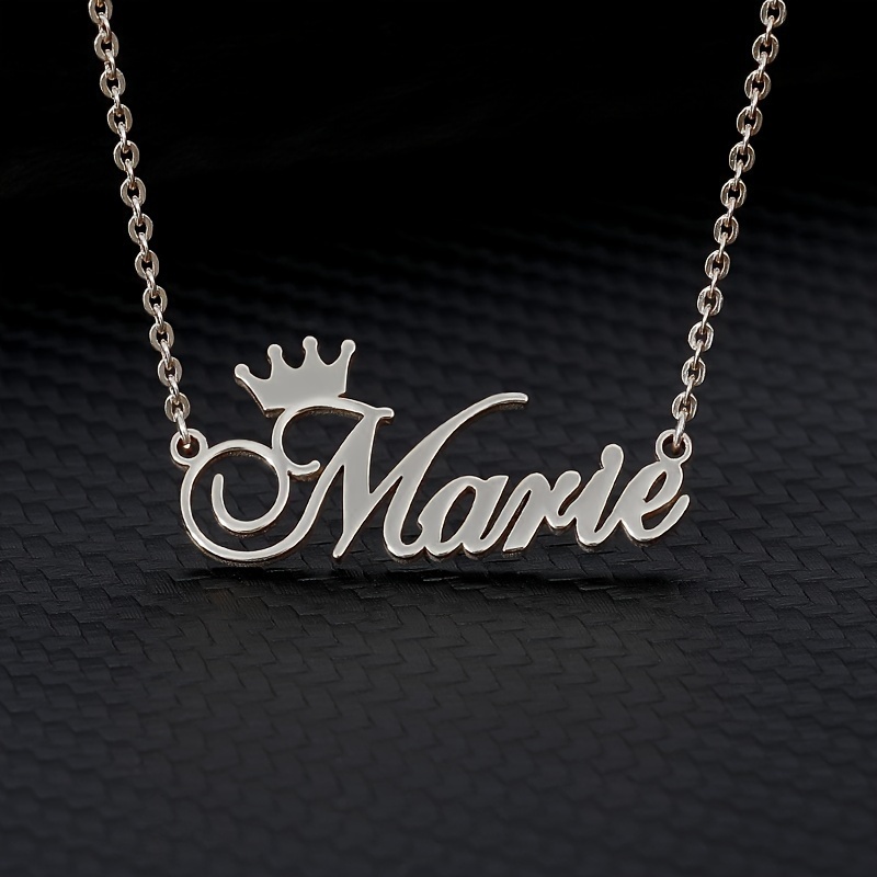 personalized creative diy customized crown english letter name necklace customied only english language details 6