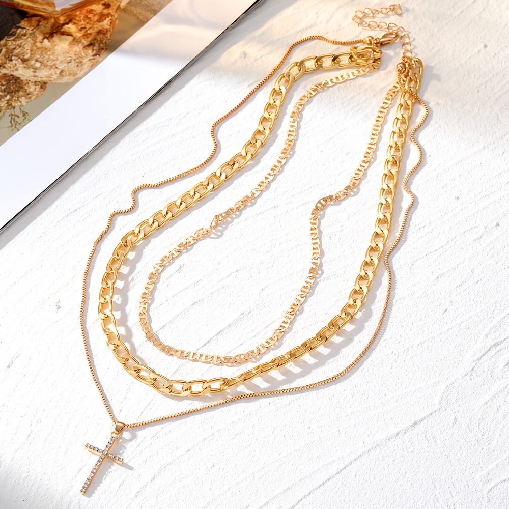 stackable chain necklace cross shape pendant adjustable neck jewelry for women girls 1 pc details 7