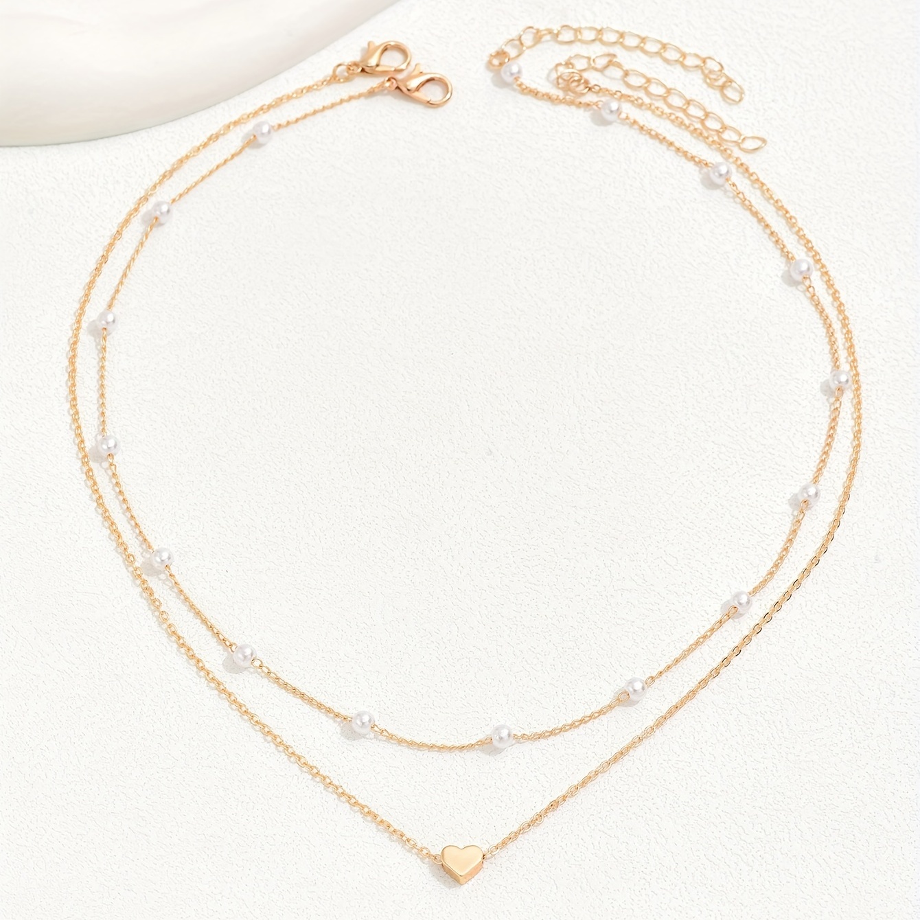 delicate heart pendant faux pearl clavicle chain necklace delicate party jewelry for girls details 0