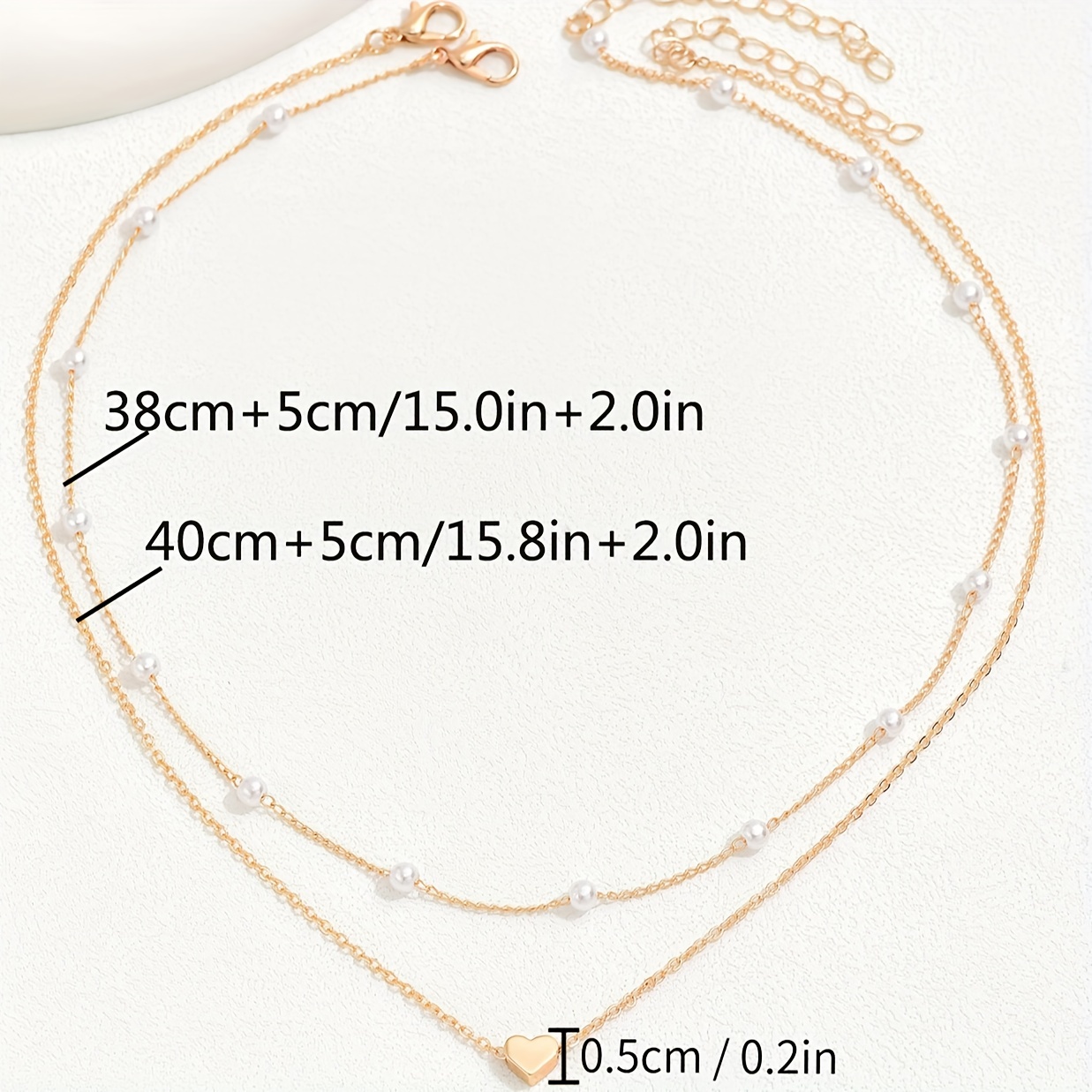 delicate heart pendant faux pearl clavicle chain necklace delicate party jewelry for girls details 3