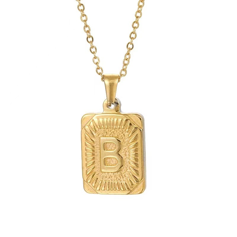 hip hop 18k gold plated stainless steel letter necklace golden letter pendant necklace details 5