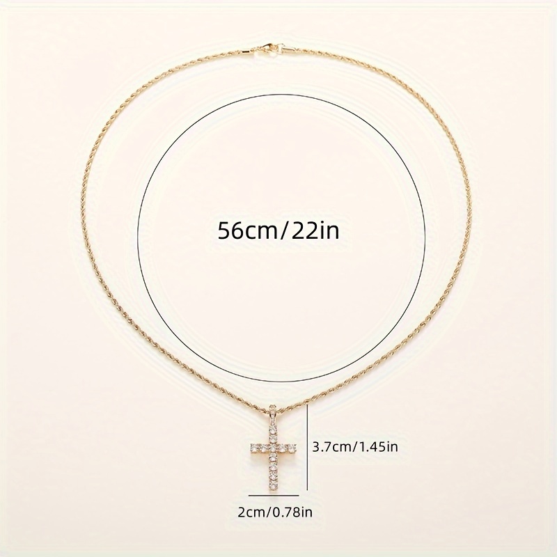 exquisite zircon cross pendant necklace for women men party daily wear sweater chain religious necklace details 3