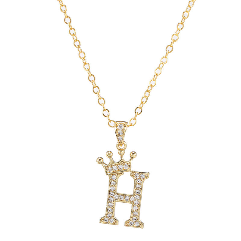 elegant zircon crown initial english letter pendant ladies necklace neck chain sweater chain gift details 13