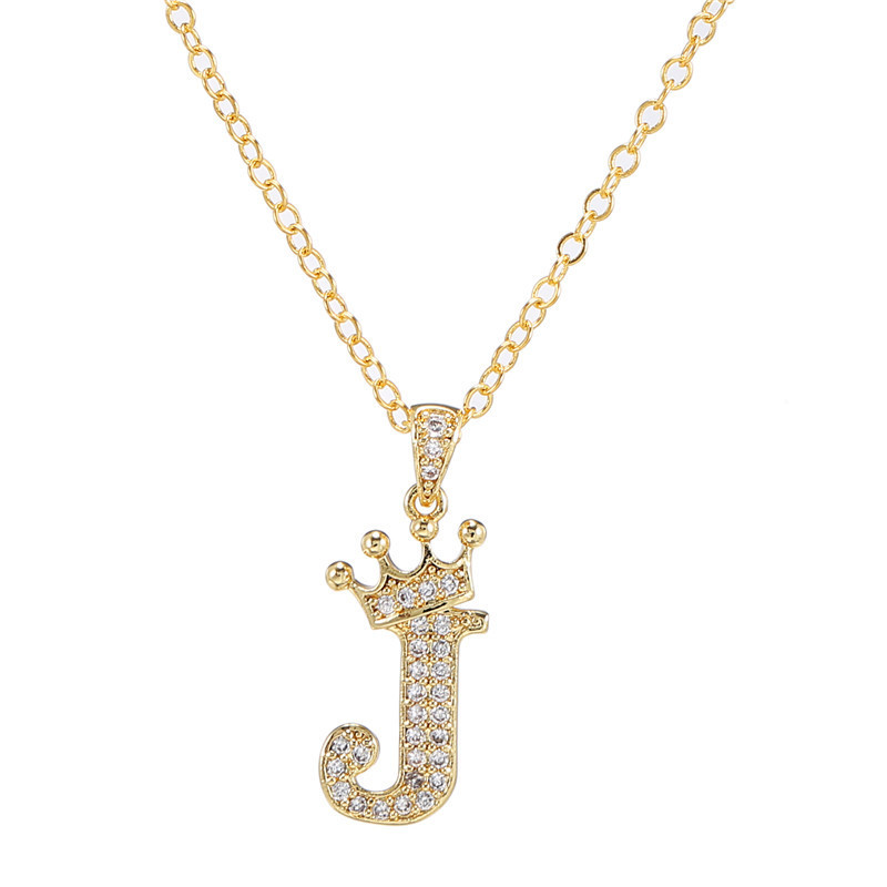 elegant zircon crown initial english letter pendant ladies necklace neck chain sweater chain gift details 15