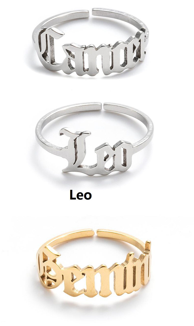 english letter constellation ring stainless steel ring female party jewelry gift details 3