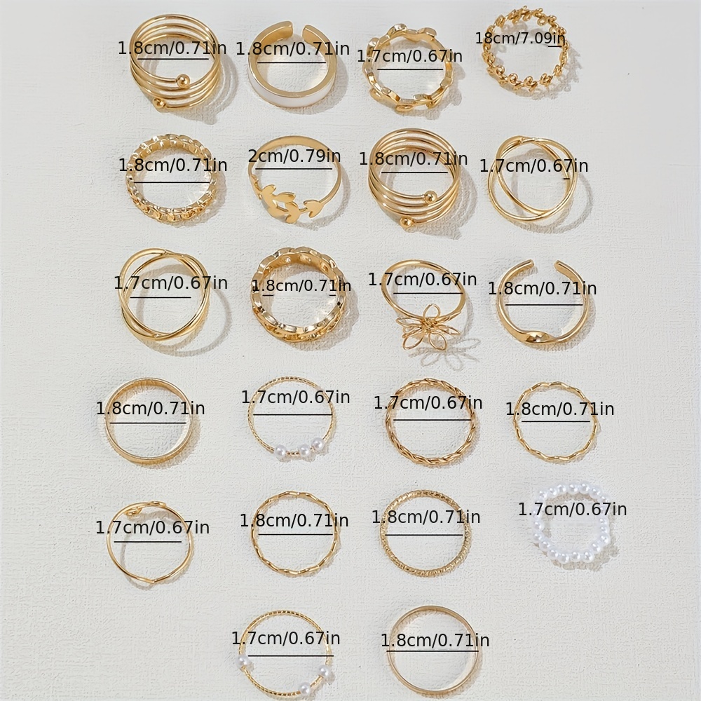 22pcs coquette style stacking rings trendy chain leaf flower design mix and match for daily outfits golden or silvery make your call details 3