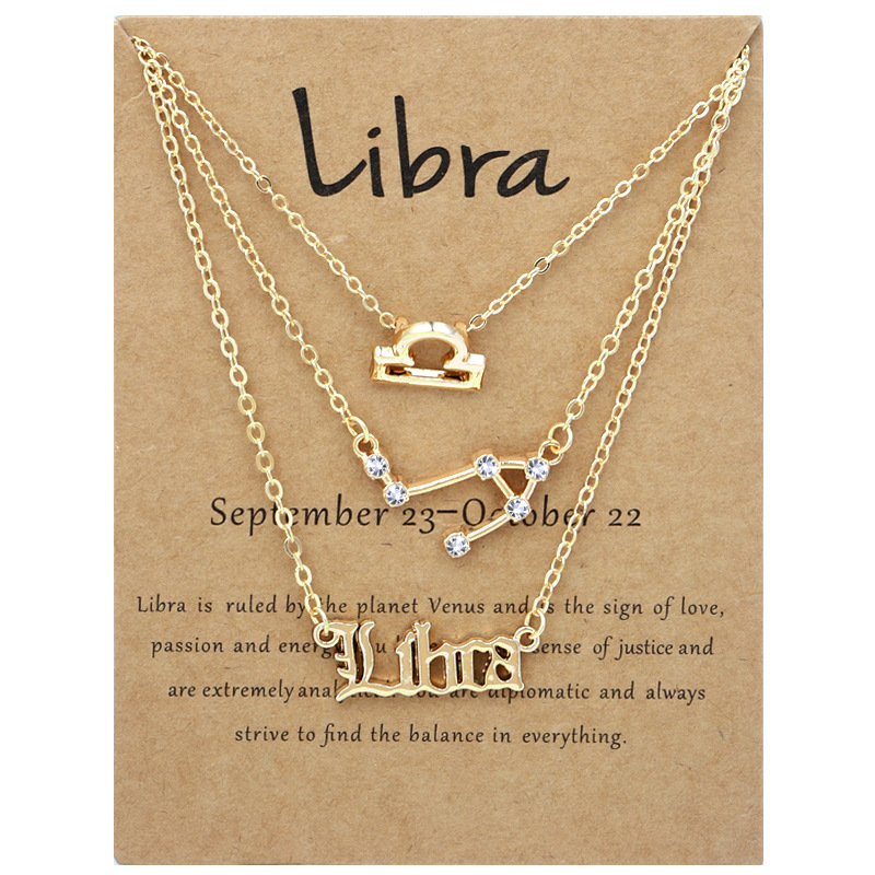 3 pack vintage zodiac alphabet symbols rhinestone clavicle chain necklaces details 1