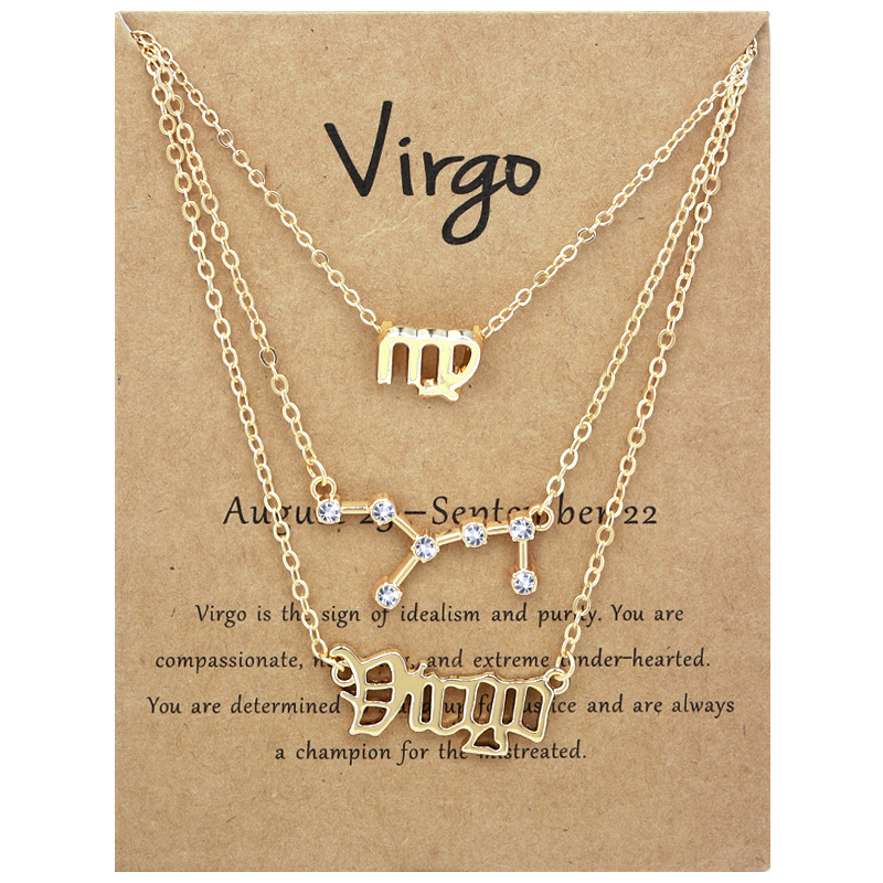 3 pack vintage zodiac alphabet symbols rhinestone clavicle chain necklaces details 3