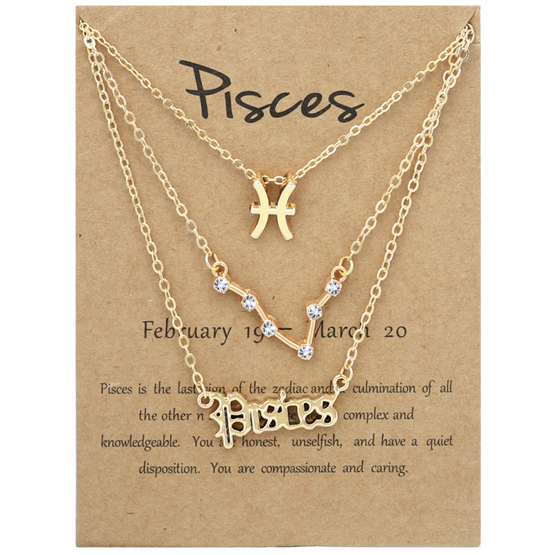 3 pack vintage zodiac alphabet symbols rhinestone clavicle chain necklaces details 6