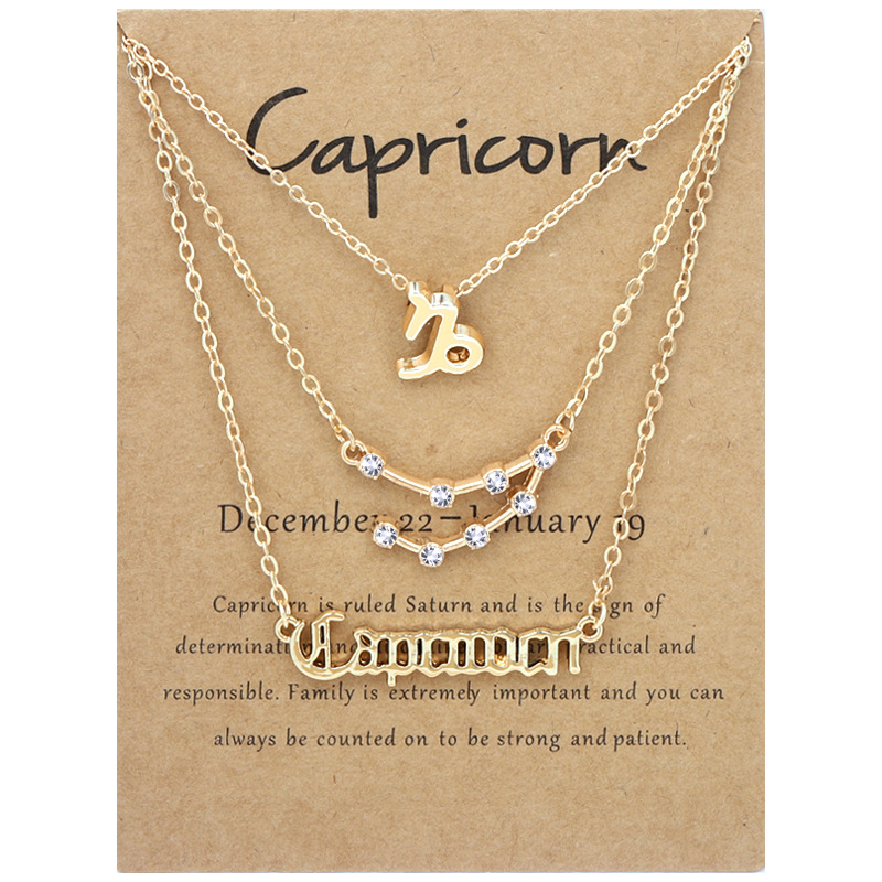 3 pack vintage zodiac alphabet symbols rhinestone clavicle chain necklaces details 9