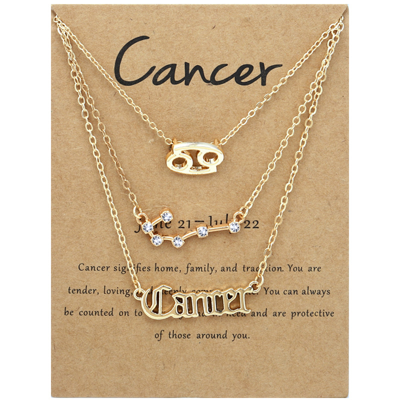 3 pack vintage zodiac alphabet symbols rhinestone clavicle chain necklaces details 10