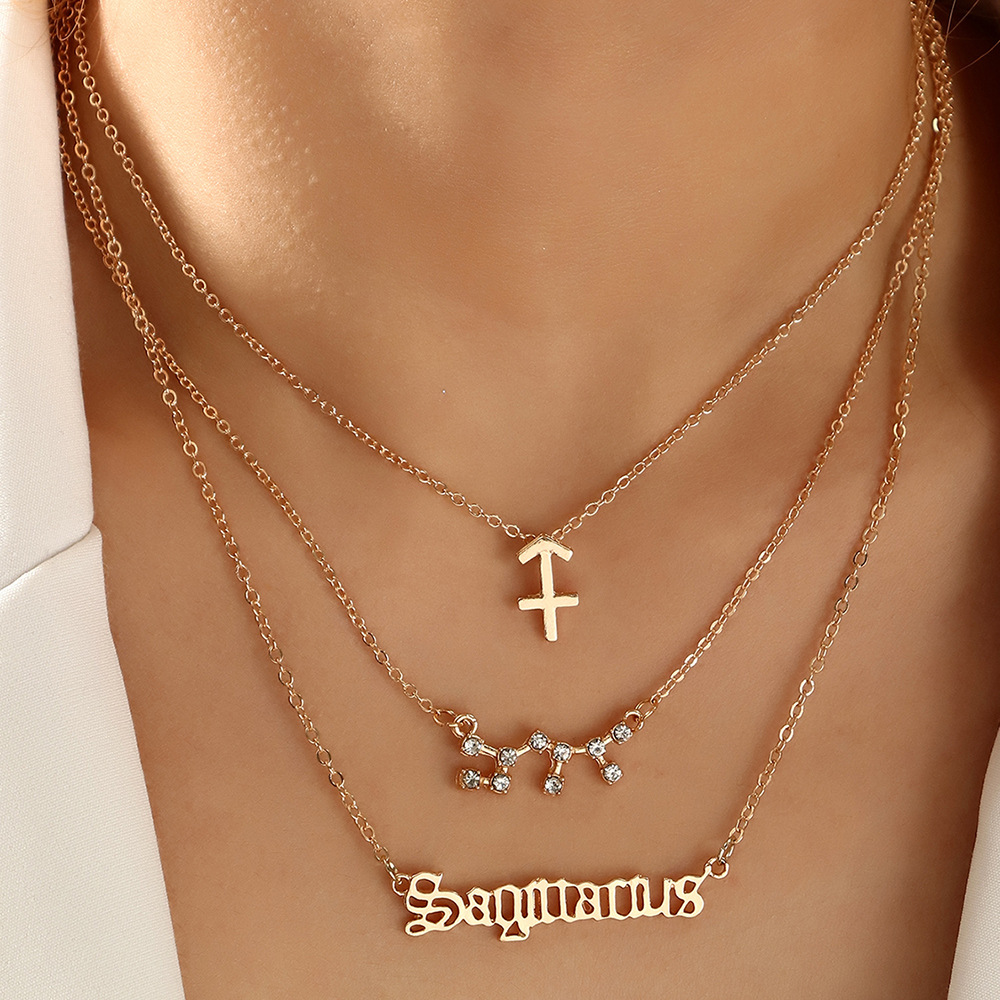 3 pack vintage zodiac alphabet symbols rhinestone clavicle chain necklaces details 19