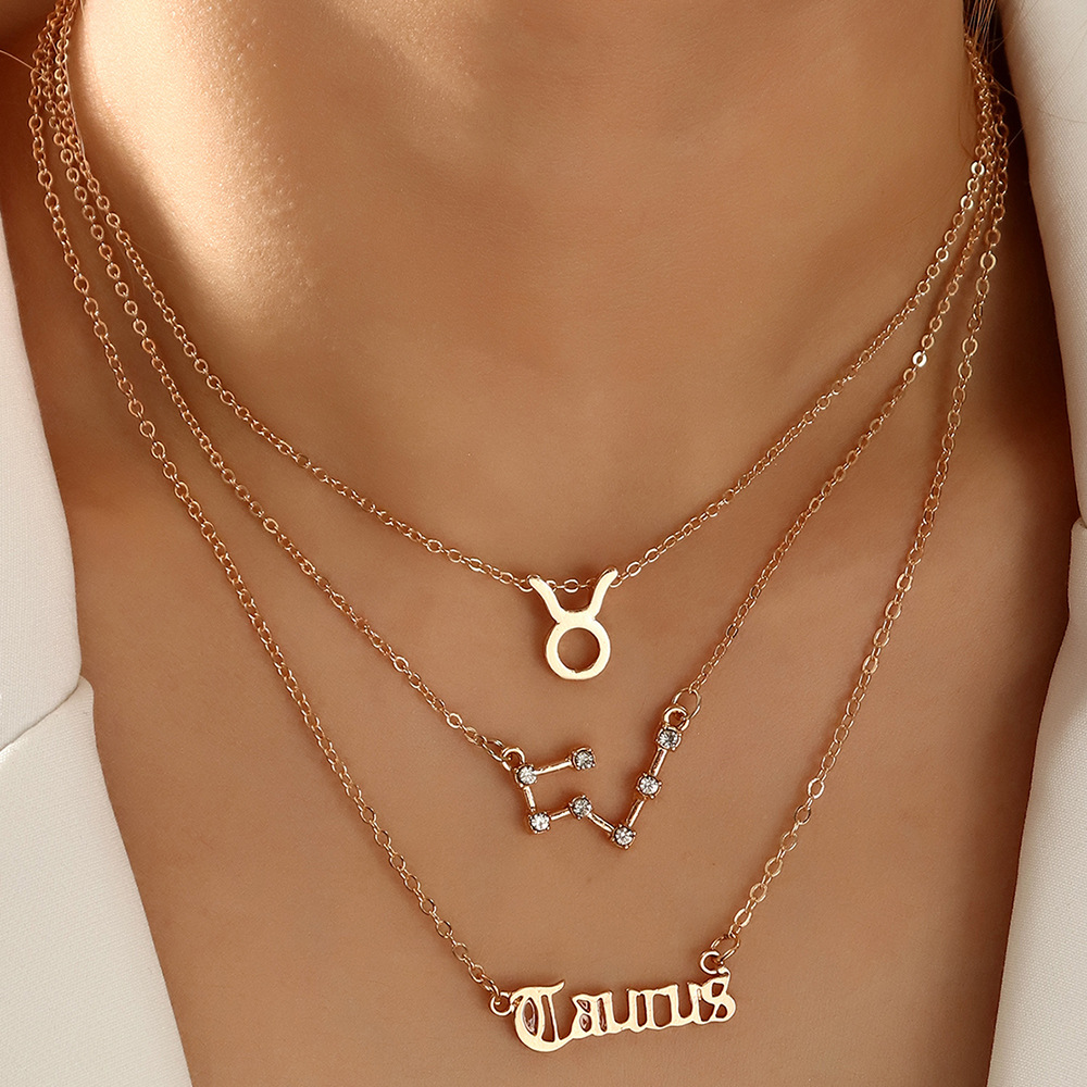 3 pack vintage zodiac alphabet symbols rhinestone clavicle chain necklaces details 21