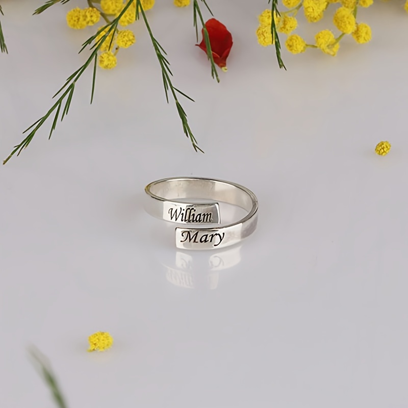 customized ring for women with double names stainless steel engraved date couple ring personalized anniversary gift jewelry details 8