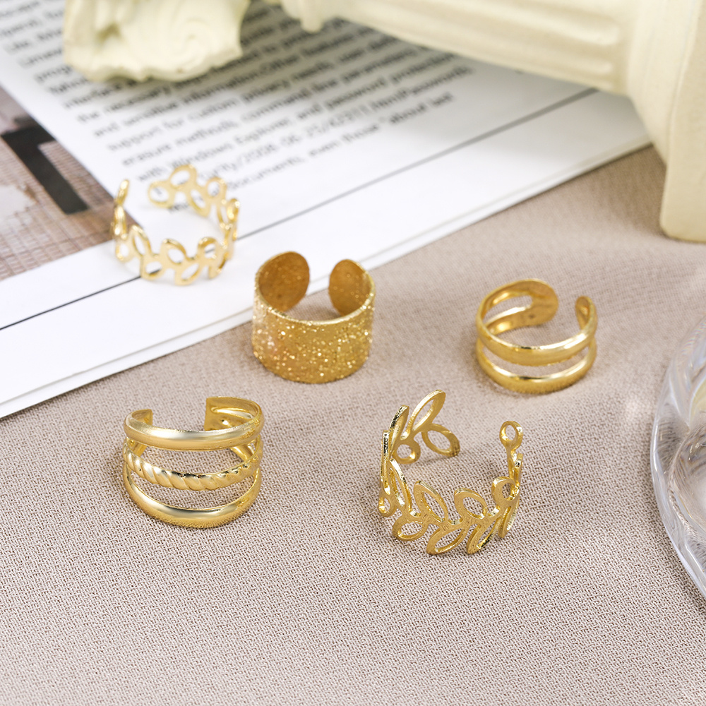 golden leaf 5pcs cutout ear clips fitting one ear details 4