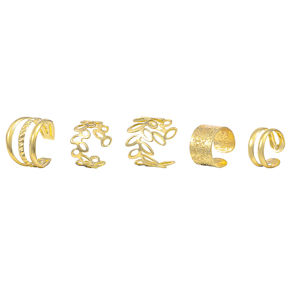 golden leaf 5pcs cutout ear clips fitting one ear details 6