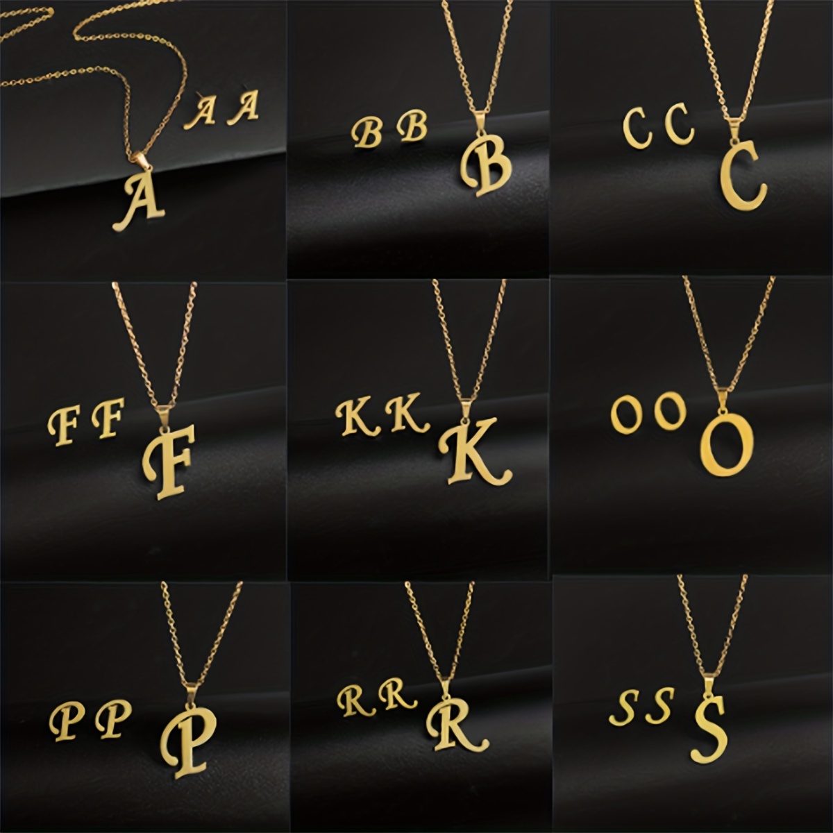 simple 26 initial letter alphabet necklace earring set glossy stainless steel collarbone chain ladies birthday gift details 1