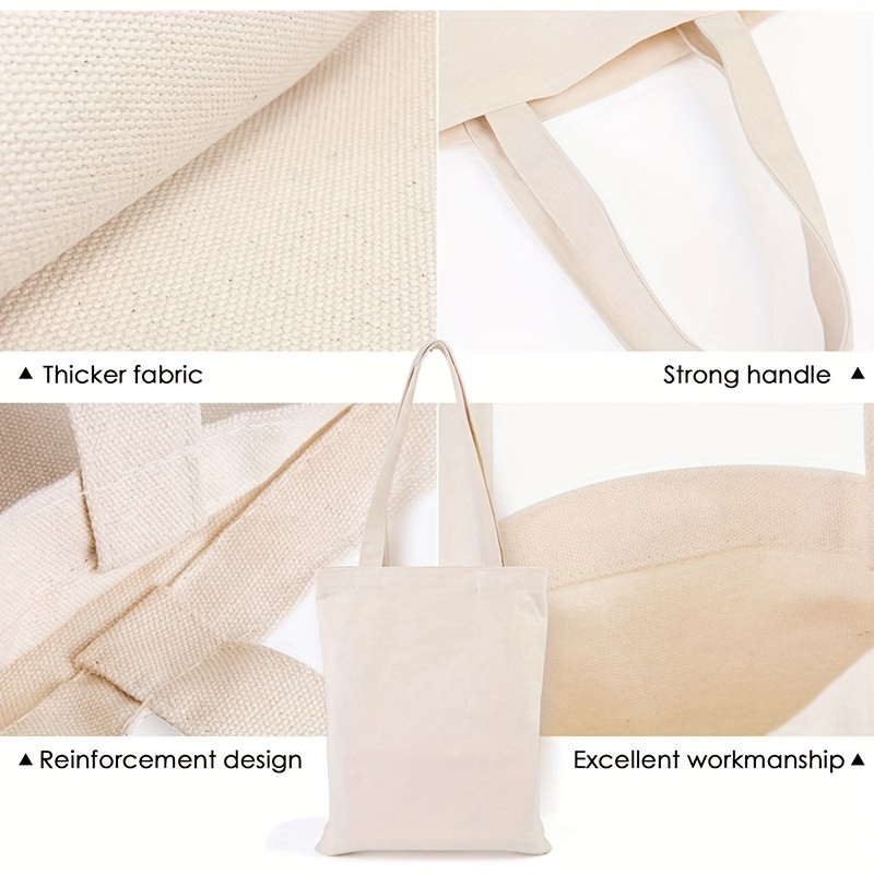 3 pieces canvas tote bags cotton handbag washable reusable student tote bag blank diy original design eco bag food shopping bag gift bags book bags white black nature details 2