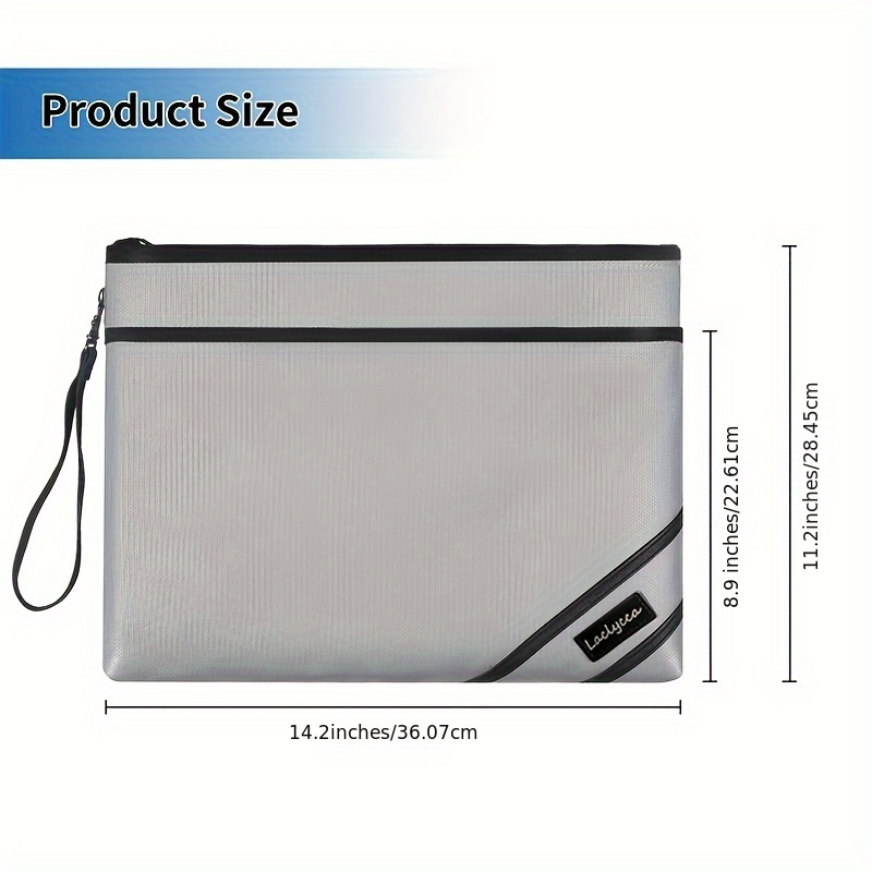 1pc advanced fireproof material document bag which is used for holding files personal belongings cash passport and a4 documents fireproof waterproof safe and equipped with a zipper details 2