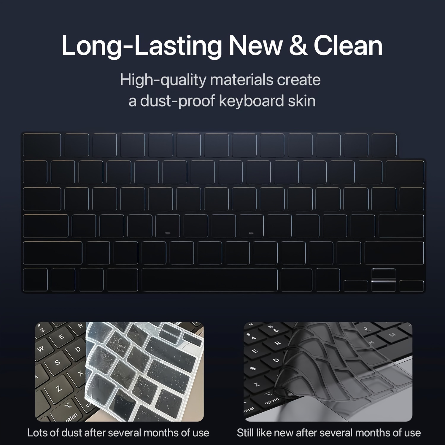 premium ultra thin keyboard cover protector for 2021 2022 2023 m1 m2 pro max macbook pro 14 16 a2442 a2485 a2779 a2780 m2 macbook air 13 15a 2681 a2941 us ansi layout clear details 4