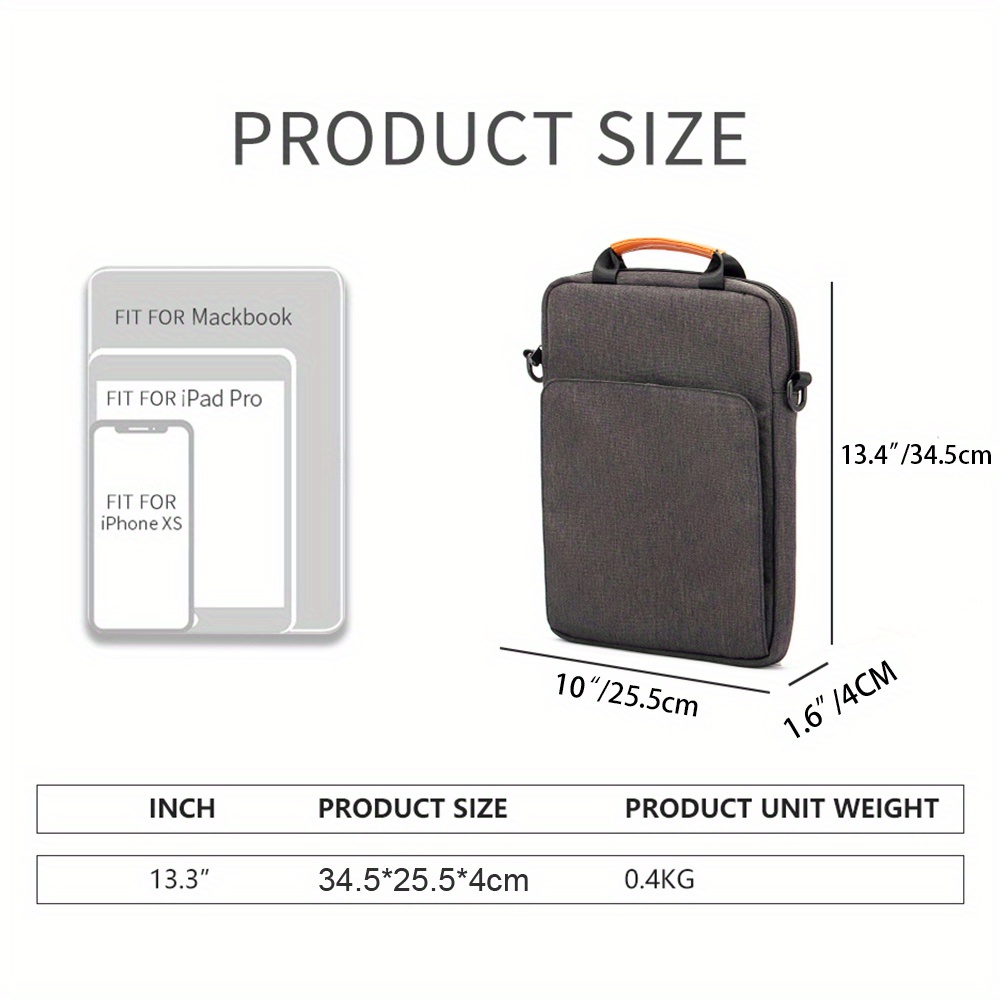 1pc 13 3 inch laptop shoulder bag waterproof handbag for 13 macbook pro m2 m1 13 6 macbook air m2 12 9 ipad pro m1 13 surface pro x 8 surface laptop go details 3