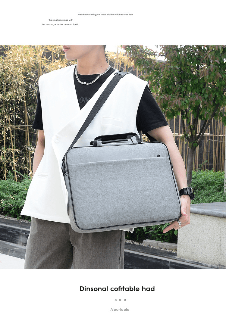 17 laptop bag lightweight business briefcase with shoulder strap for women men gray black details 9